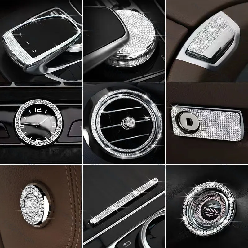 메르세데스 벤츠 C GLC 클래스 W205 X253 센터 콘솔 트림 다이아몬드 커버 크리스탈 스티커 인테리어 액세서리 개조