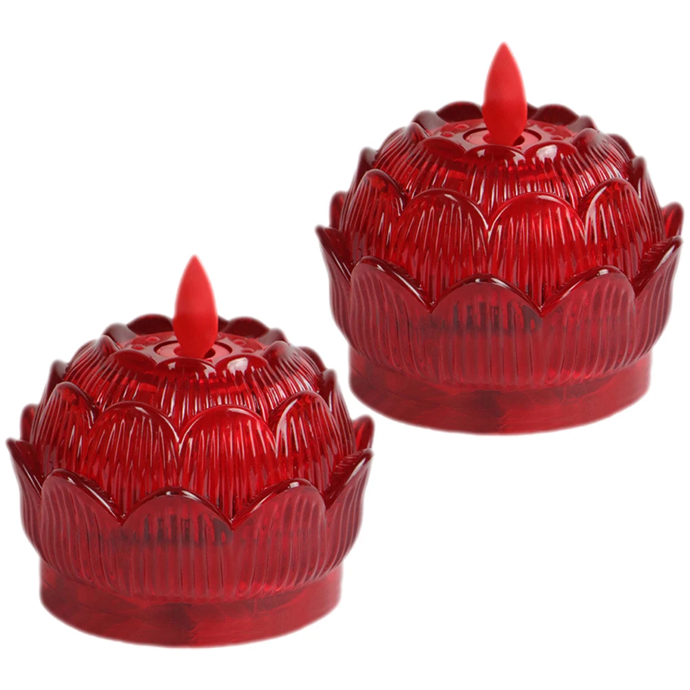 

2 Pcs Electronic Light Lights Artificial Candles Wedding Tea Electric Plastic Votive Led Flickering Flameless