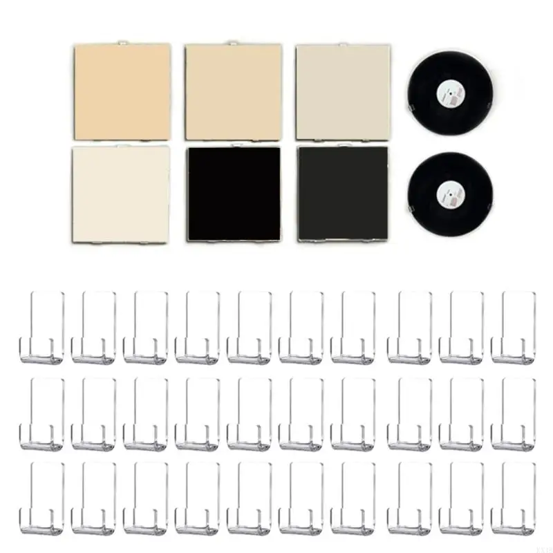KX4B 30pcs -Adhesive Clear Acryl -Acryl -Holder Rack Albug Альбом настенные настенные полки настенные крепления на стену
