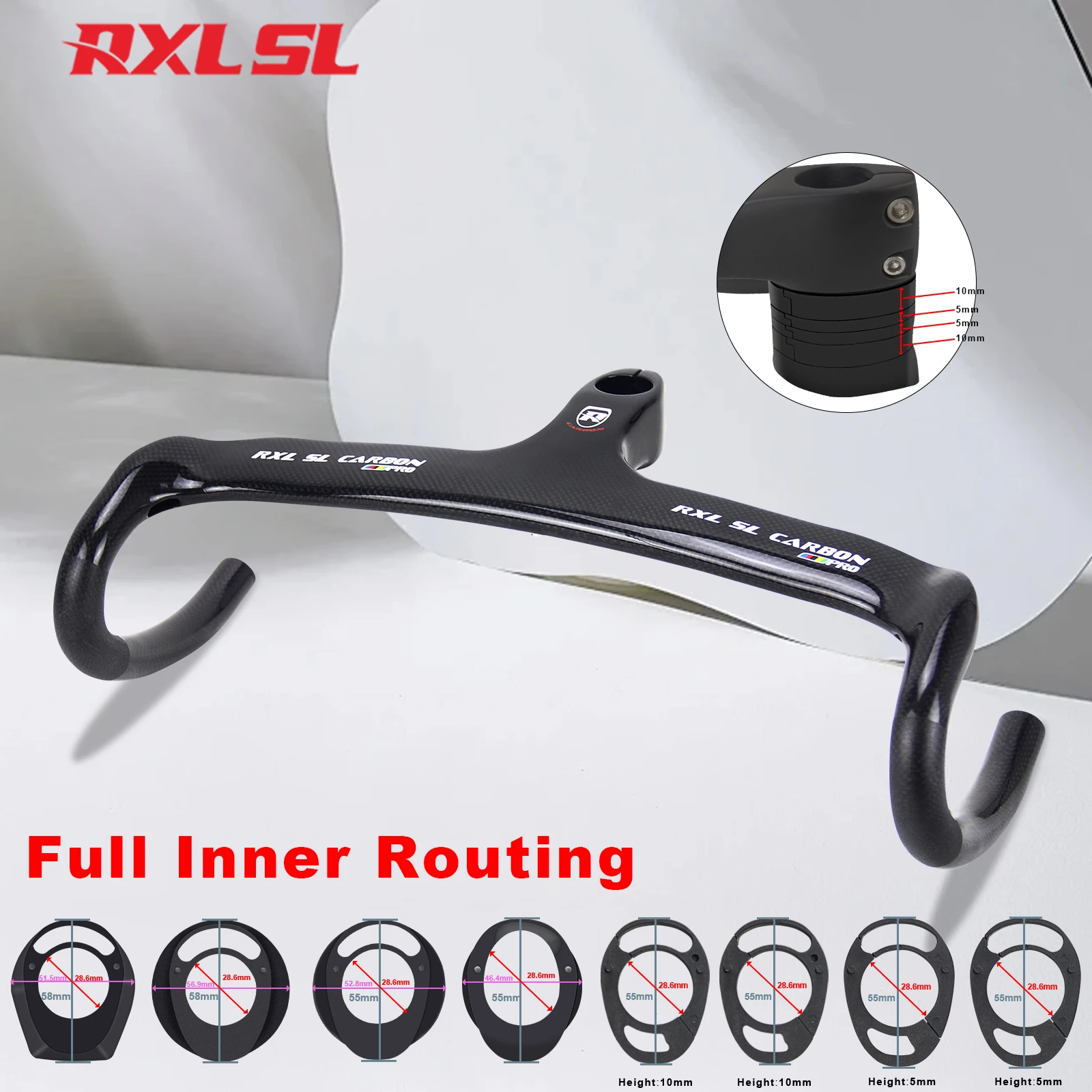 

RXL SL Road Bicycle Handlebar Full Carbon Handlebar Integrated 28.6mm with Stem Spacers Integrated Road Handlebar Bike Parts