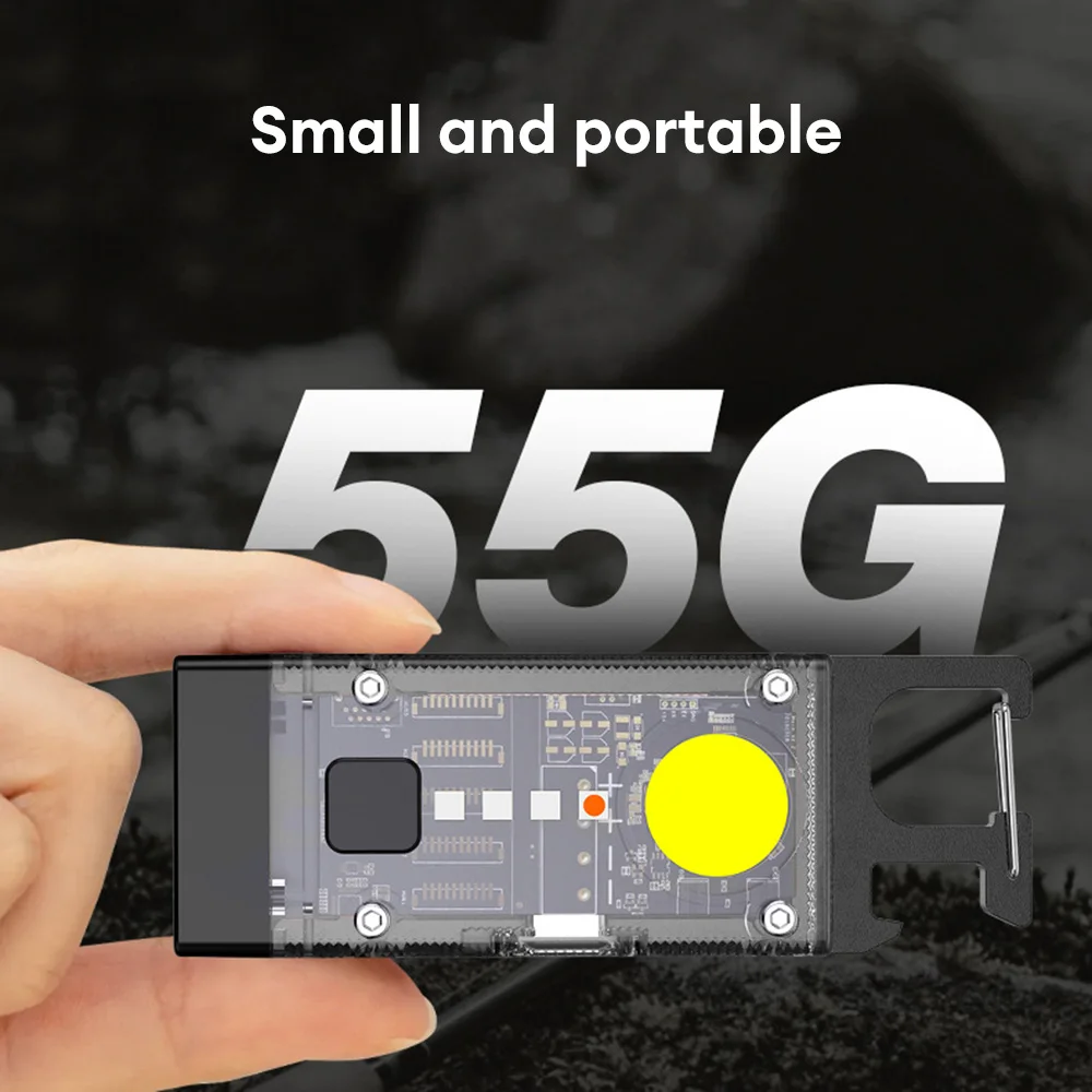 Mini EDC Solar LED Flashlight Multifunctional Keychain Torch USB Charging COB Camping Lantern Floodlight with Strong Magnetic