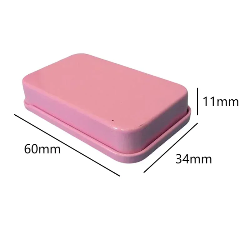 20pcs Pink Tinplate Rectangular Tin Box Empty Mini Candy Cases Small Push-pull Pill Solid Balm Stationery Storage Box 60*34*11mm