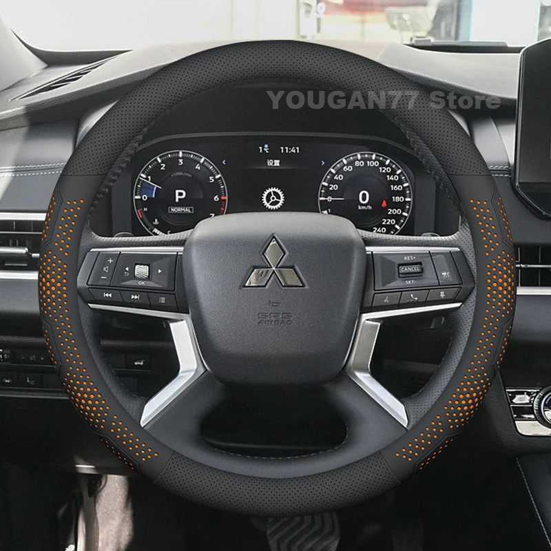 Leather Car Steering Wheel Cover For Mitsubishi Outlander Xforce 2010-2025 Non-slip Auto Interior Mitsubishi Outlander Accessory - Image 4