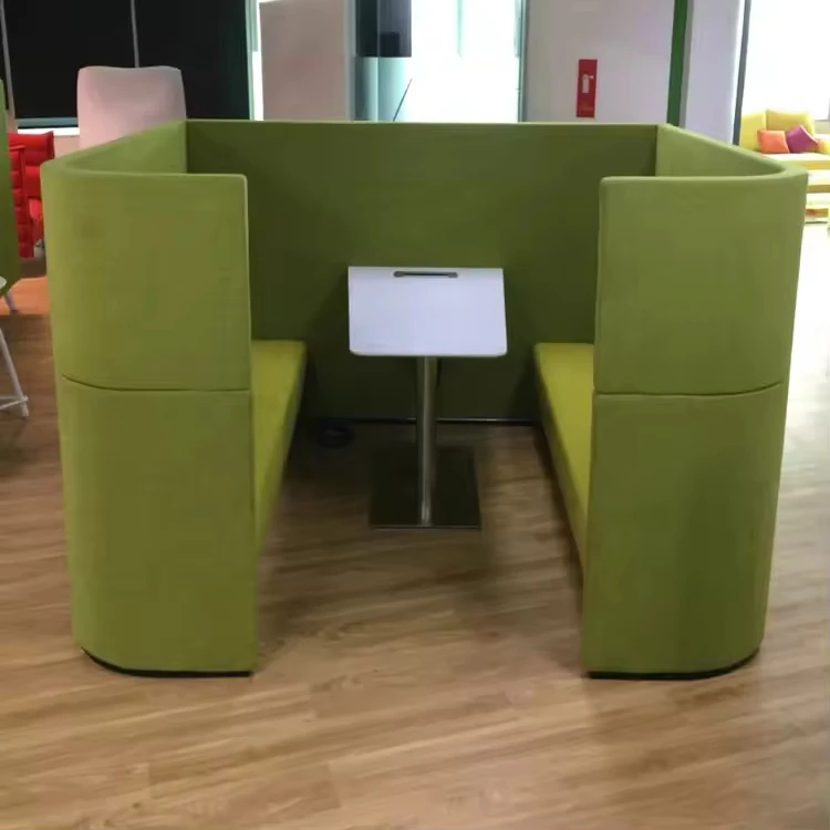 Modern High Back Fabric Office Pod Sofa Booth Set New Style Soundproof with Metal Frame & Desk for Home & Open Office