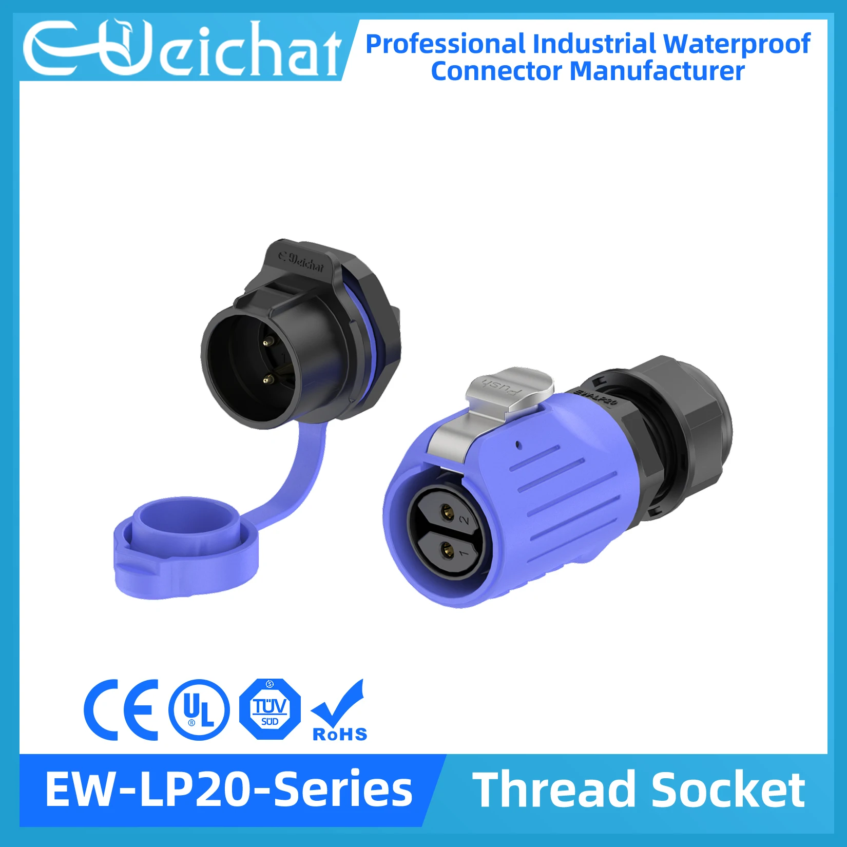 

EW-LP20 Waterproof Connector IP68 Industrial Circular Aviation Electrical PBT Plastic Shell Connector M20 2-14 Pin Thread Socket