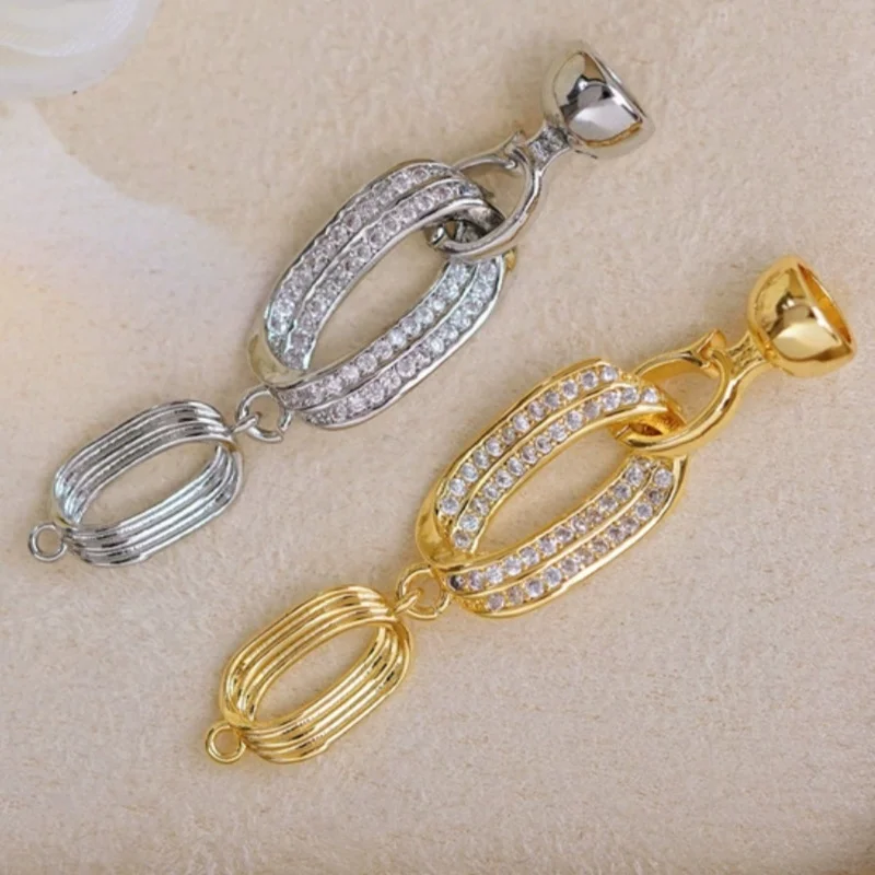 

1pcs Copper Gold-plated Micro-set Zirconia Irregular Jewelry Link Buckle DIY Bracelet Necklace Pearl Chain Accessories Wholesale