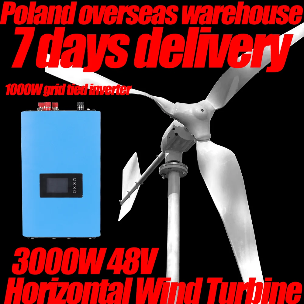 

Poland warehouse, 7 days delivery 3000W 48V New Arrival Free Energy Wind Turbine Generator With Wind Controller Home Use