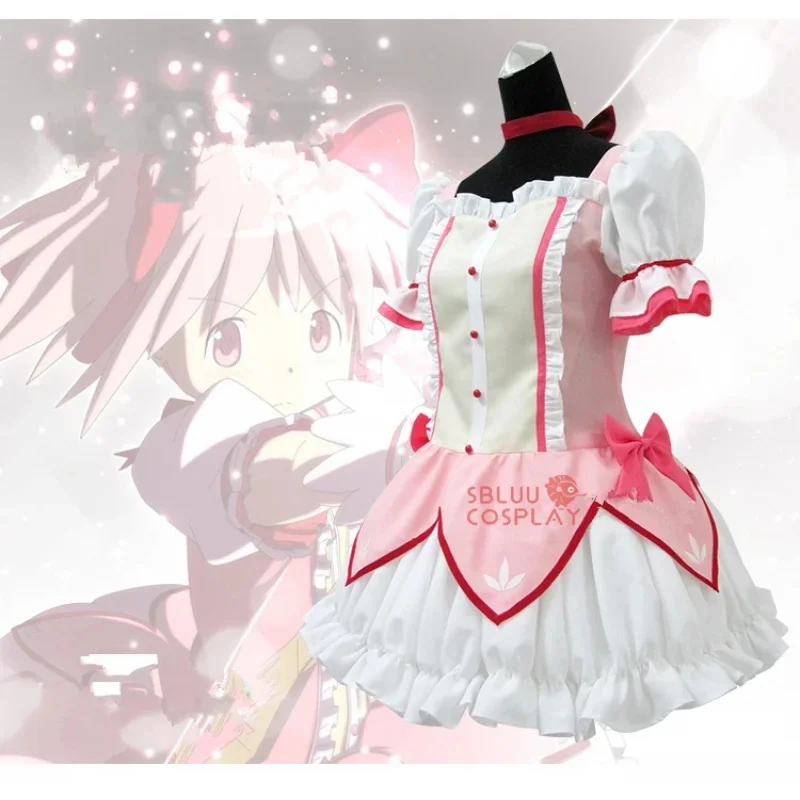

☆YunCos SBluuCosplay Magica Kaname Madoka Cosplay Dress with Necklace Halloween Costume Outfit☆