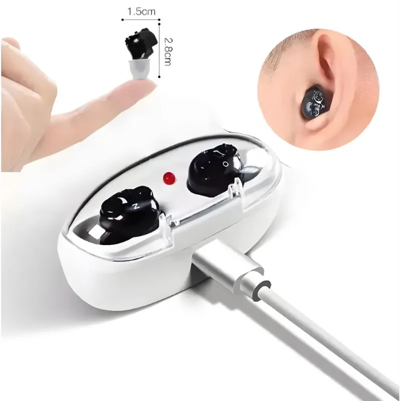 

Wireless Mini Invisible Earphones Active Noise Cancellation LED Magnetic Charging Case Long Battery Life Audiphone For Ear Back