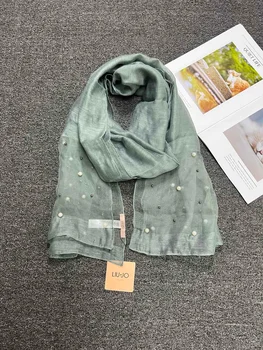 Comercio exterior Italia Liu Jo Original único nova moda bufanda chal impreso Color sólido con cuentas luz lujo suave 50*190