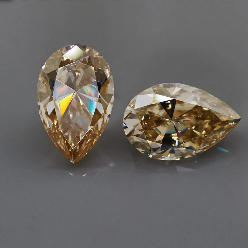 

Loose Gemstones Moissanite Stone 0.3-6.0ct Dark Champagne Color D VVS1 Pear Shaped Diamond For Jewelry Pass Moissanite