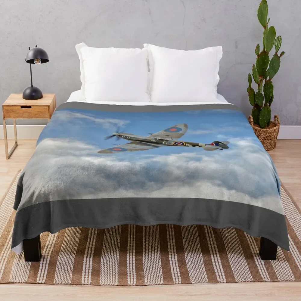 Spitfire LF IX 126 Squadron Throw Blanket blankets and throws Softest sofa bed Single Flannel Blankets