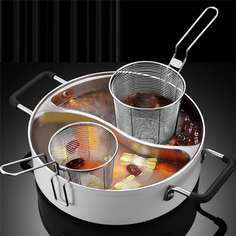 ABAE-2 Pcs 냄비 스트레이너 스테인레스 스틸 소쿠리 스트레이너 스테인레스 스틸 실버 가정용 국자