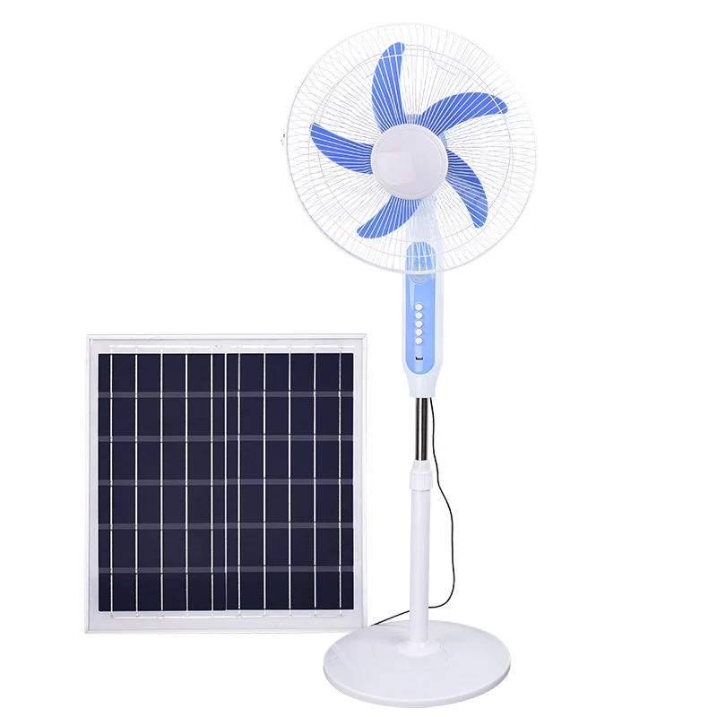 15W solar fan two charging methods solar rechargeable vertical fan remote control 16 inch solar fan floor-standing