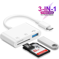 3 in 1 Type C Card Reader Adapter OTG TF SD Card Reader USB-C Memory Card Converter For iPhone 15 Series For Macbook Air Laptops