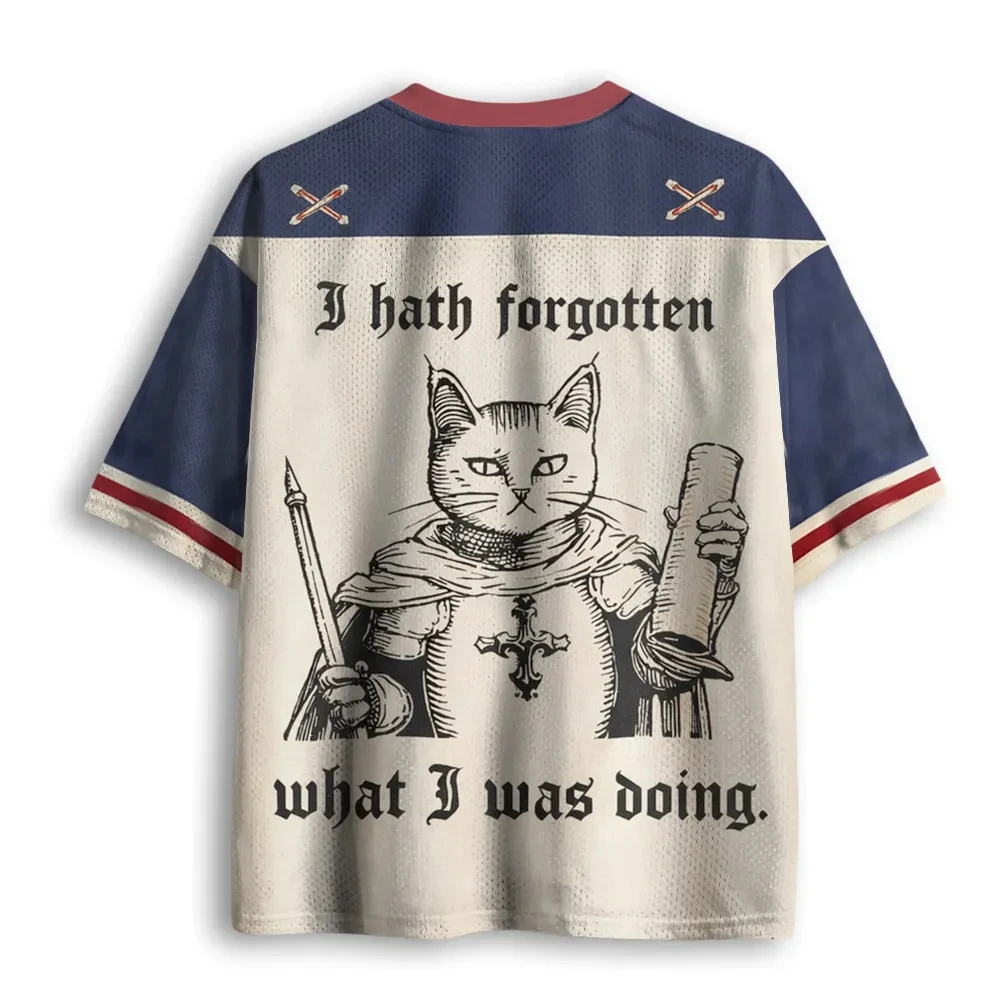 2026 Gothic Fun Cat Forgot What To Do T‑Shirt V‑Neck Quick‑Dry Unisex Loose Plus Size Casual Streetwear Short Sleeve Tee
