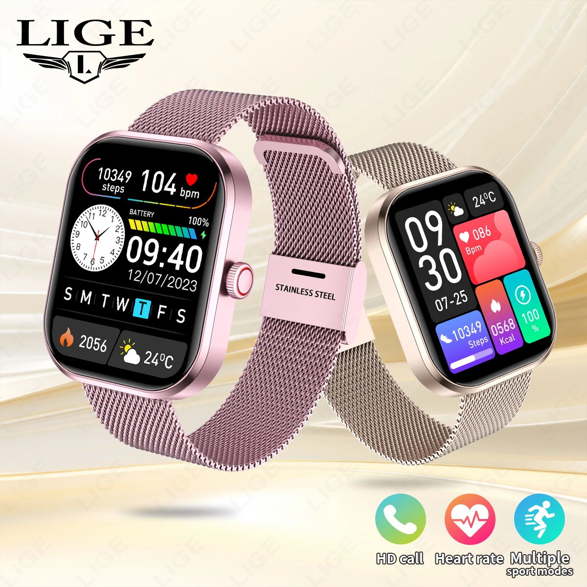 

LIGE Multifunctional Smartwatch For All Smartphone Connections Men Bluetooth Call Life Waterproof Watch Sport Smart Watch Women