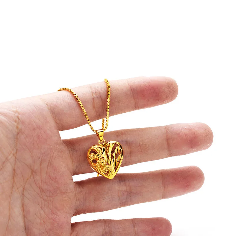 

Premium real gold 24K love necklace for women light luxury fashion peach heart pendant AU999 gold jewelry for girlfriend