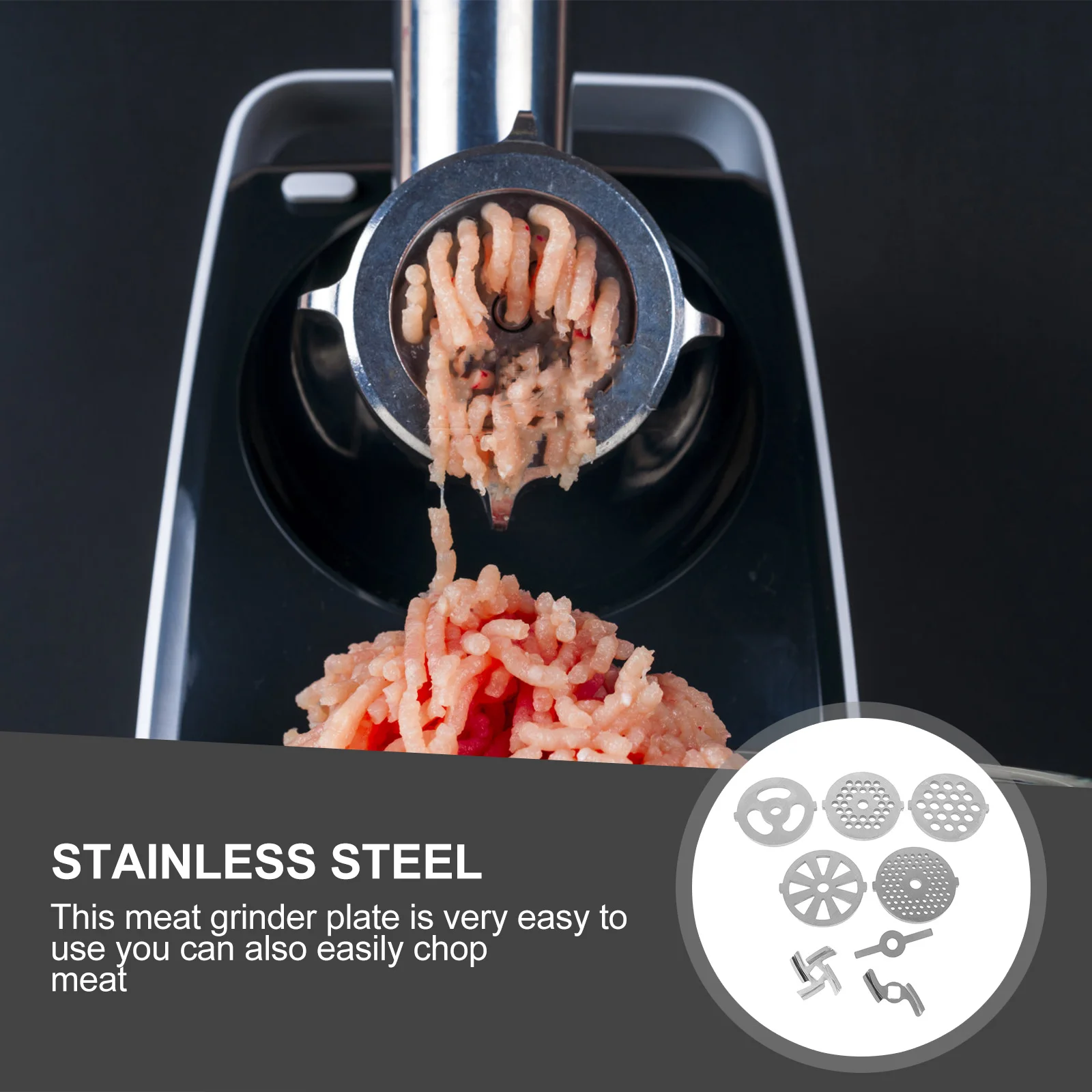 

8Pcs Grinding Machine Blades Stainless Steel Heavy Duty Cutting Plate for Meat Grinder Efficient Meat Chopping Home Kitchen Use