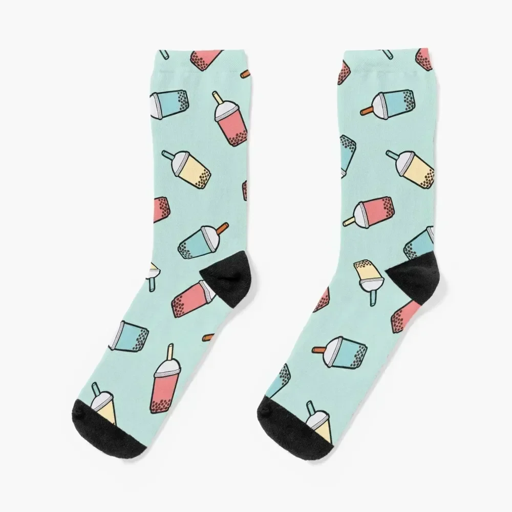 Bubble Tea Pattern in Mint Socks short New year's funny gifts Sports Luxury Woman Socks Men's
