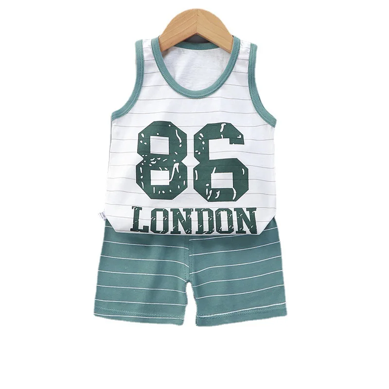 Kids clothing children\'s vest set summer cotton boys girls sleeveless  shorts clothes cotton baby set