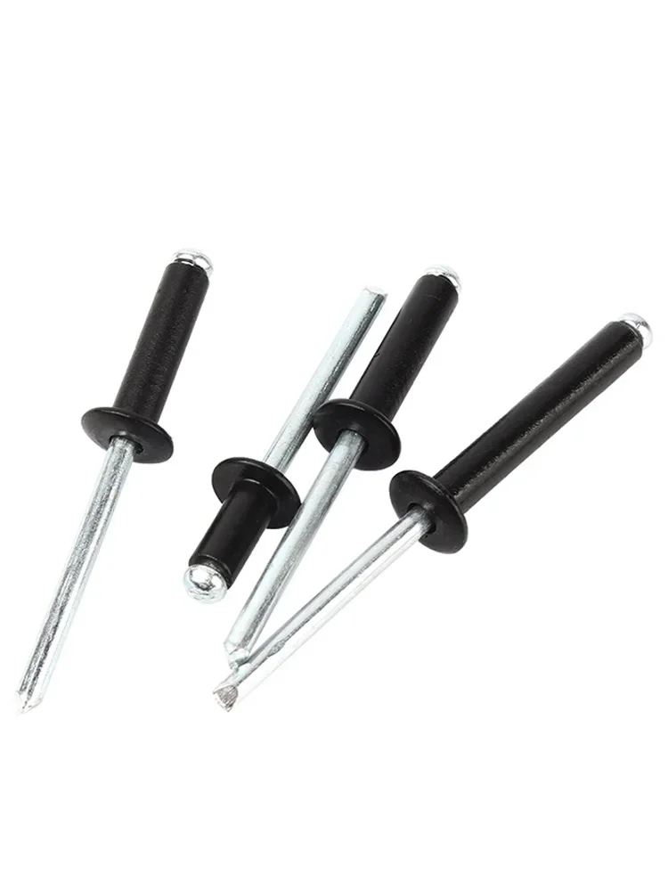 M2.4 - M6.4 Black Aluminium Dome Round Head Pop Open Hollow Pull Blind Rivets Steel Shank Mandrel Exhaust Rivets Pull Nail