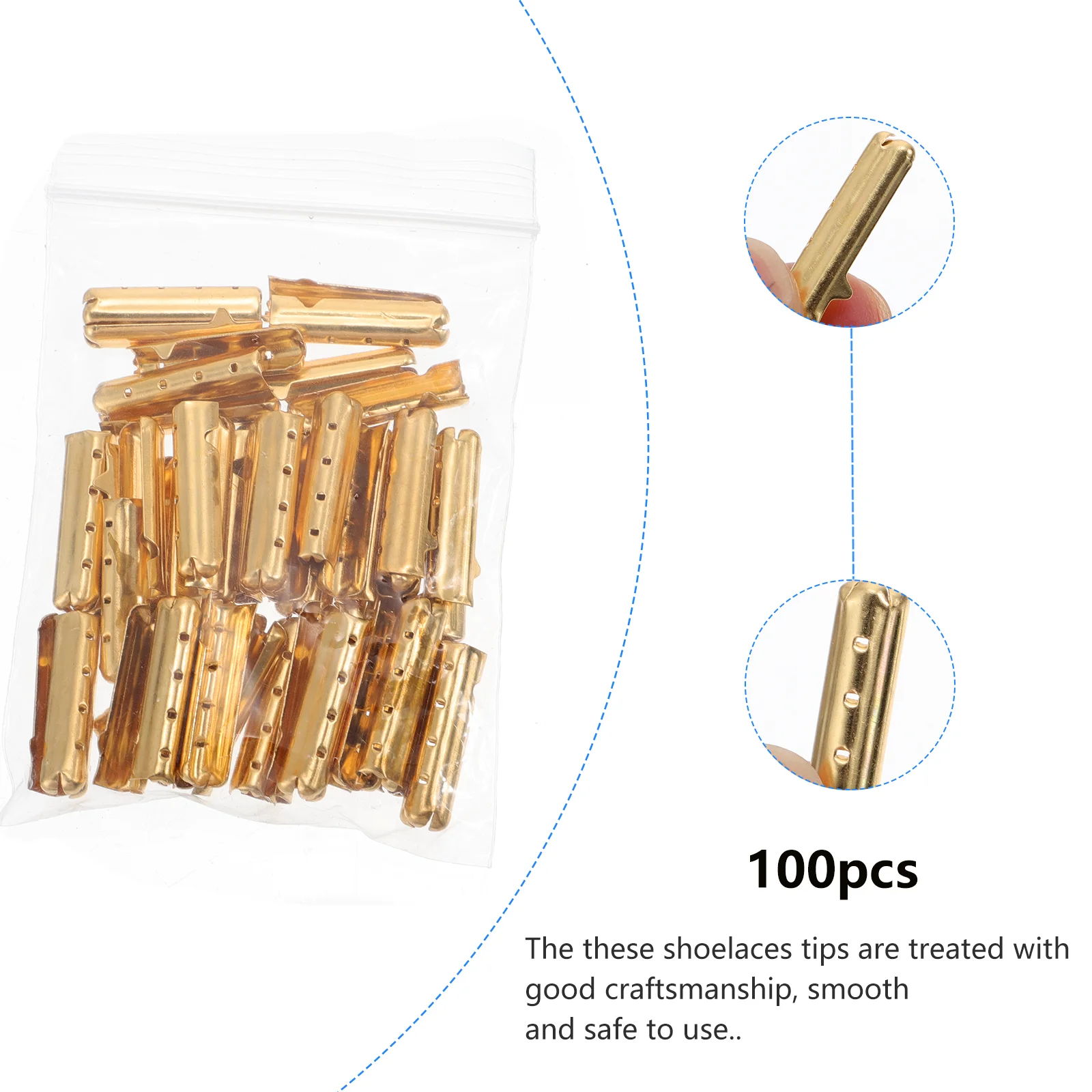 

100 Pcs Copper Shoelace Tips Metal Caps Repair Frayed Ends DIY Shoe Laces Heads Rope Accessories Sneaker Parts