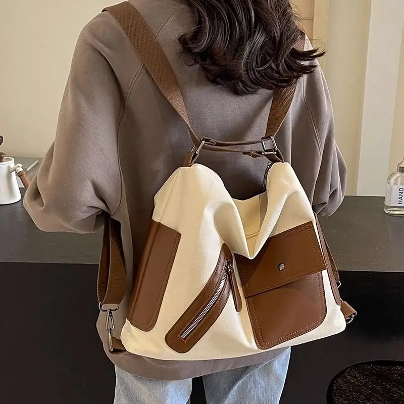 Tote Bag Women's New Large Capacity Commuting Single Shoulder Bags Canvas Versatile Ins Fashion Outgoing Travel Backpack XK229