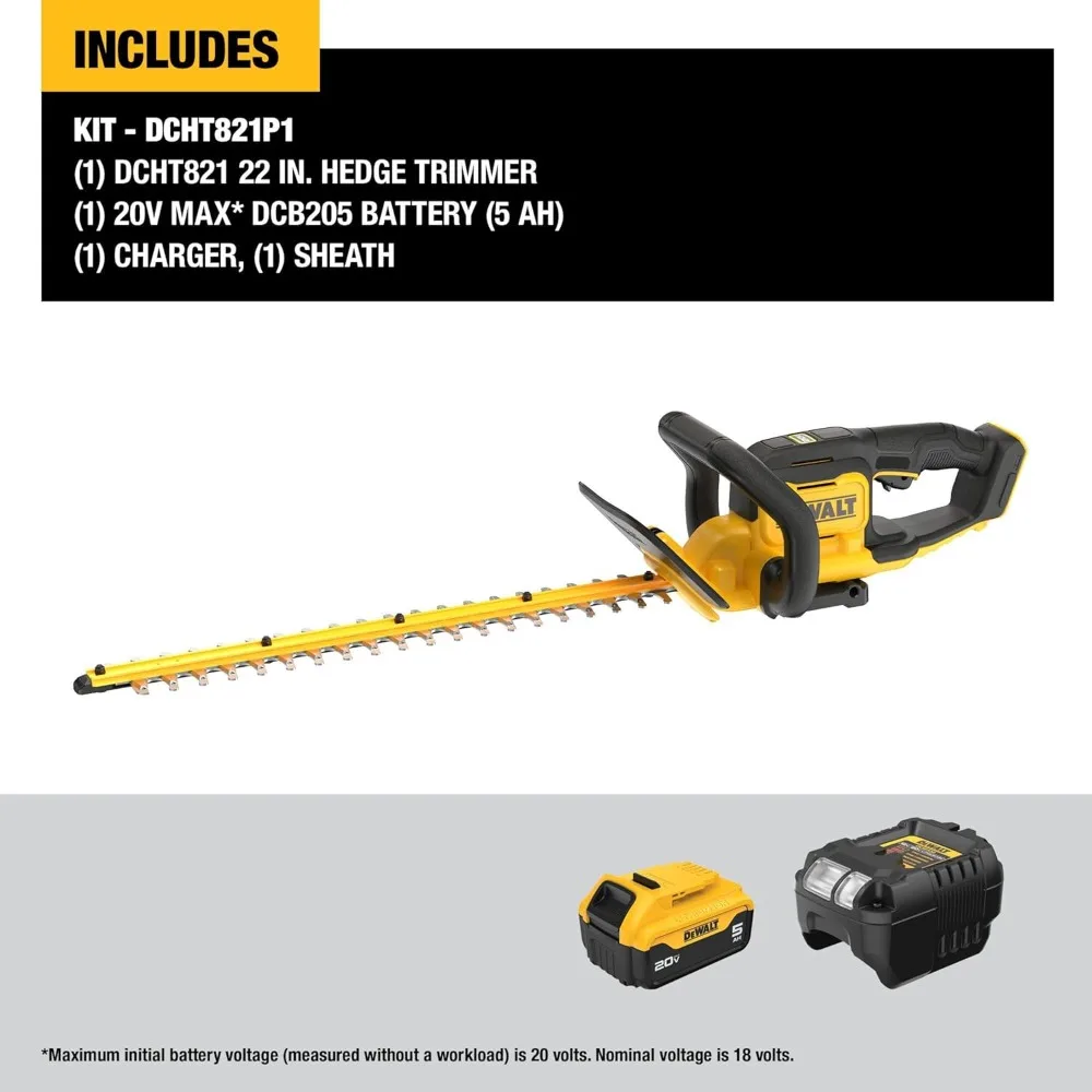 20V MAX 22" Cordless Hedge Trimmer Kit with Battery and Charger Included (DCHT821P1)