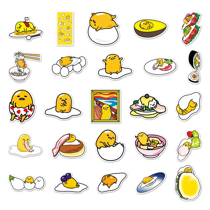 100Pcs Gudetama 스티커 만화 DIY 낙서 스티커 장식 스케이트 보드 노트북 노트북 수하물 방수 데칼 완구