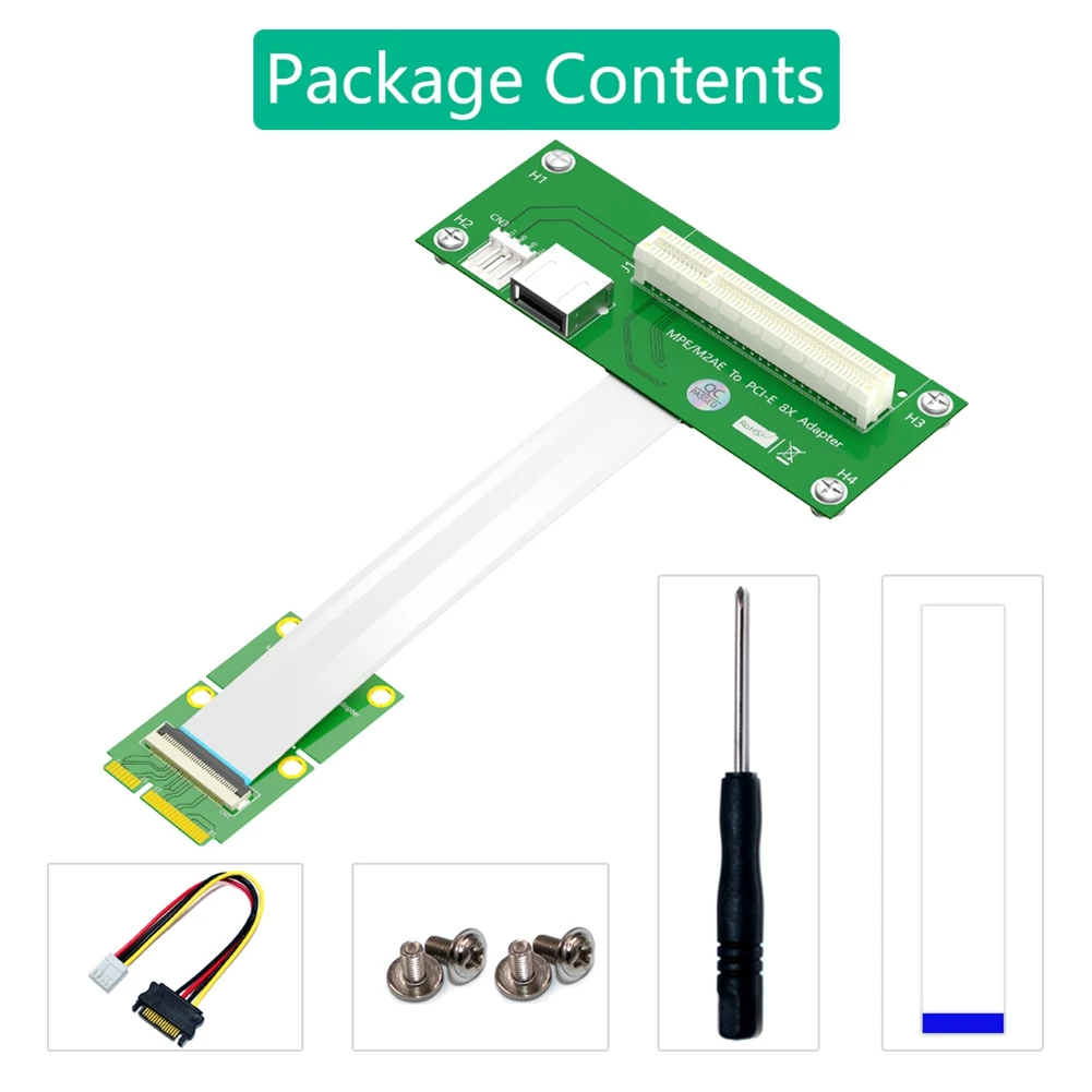 Adaptador Mini PCI-E para PCI-E 8X, Cabo de Extensão com Alta Velocidade, Cabo FPC para Extensor de Teste PCIE