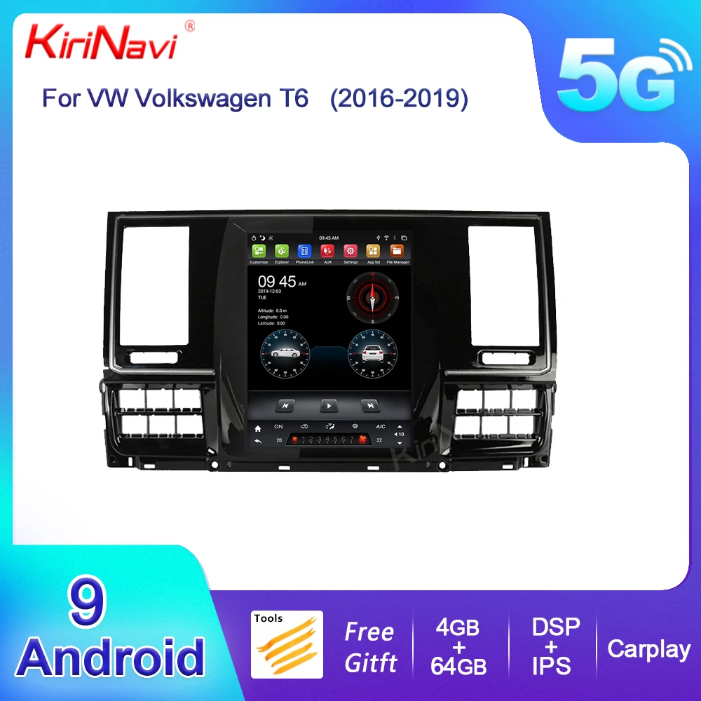 KiriNavi Vertical Screen Tesla Style Android 9.0 Car Radio For VW Volkswagen T6 Auto GPS Navigation Radio DVD Multimedia Player