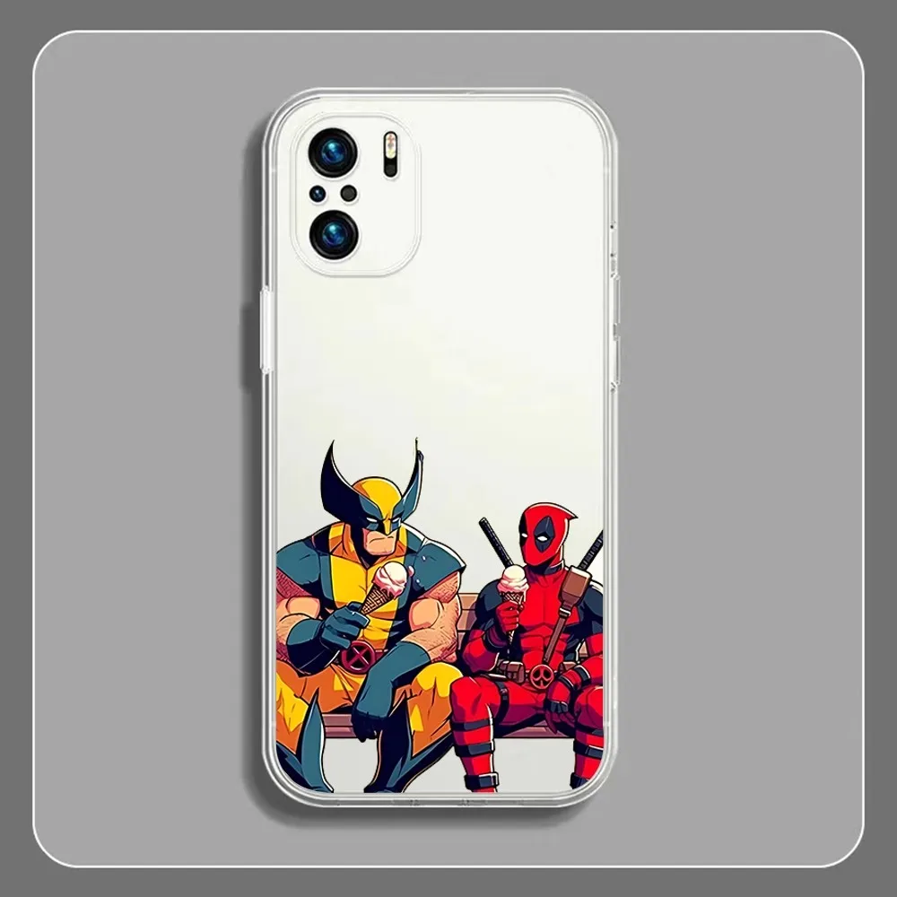 

D-Deadpool And W-Wolverineser Phone Case For Xiaomi 11 Redmi Note 11 5G 8T 9A 9 10T Note8Pro Note9 12SUltra Transparent Case