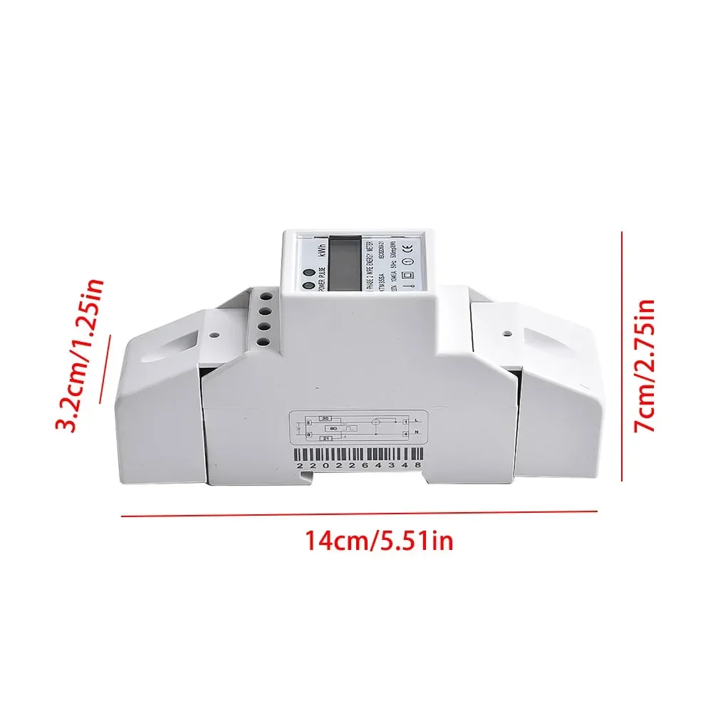 High Quality Energy Meter DIN-Rail Long Life Single Phase Energy Meter 220V Kwh DINRail LCD Display 10(40)A White