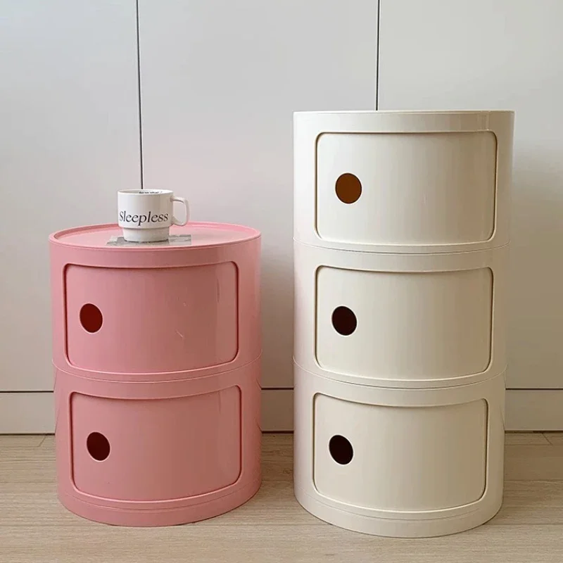 Nordic Simple Round Nightst Plastic Mini Bedside Cabinet Creative Small Night Table for Bedroom