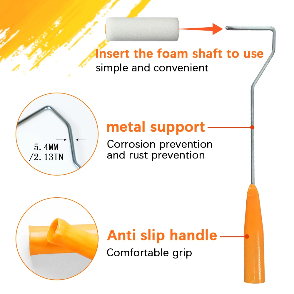 13 Stks/set 100Mm Mini Roller Verf Coating Roller Borstel Sponskop + Handgrepen Polyester Verf Roller Kit Diy Kleurstof Tool Herbruikbaar