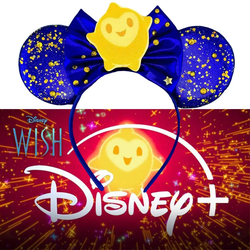 

Disney Wish Star Ear Headbands for Kids Girls Fine Mickey Mouse Hairbands Women Bows Hair Accessories Adults Festival Party Gift