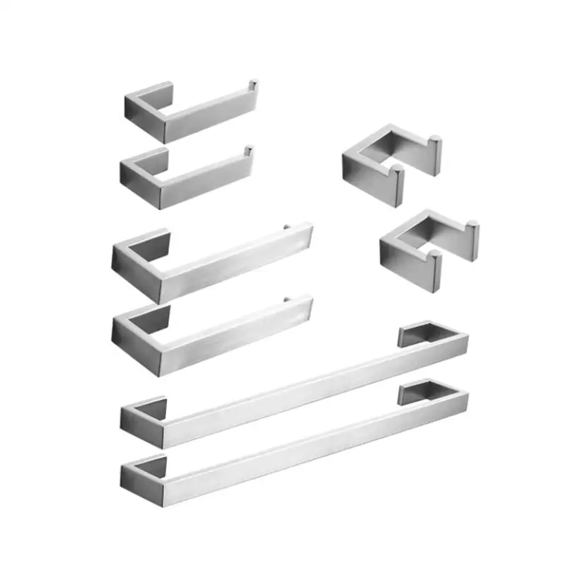 

8-Piece Brushed Nickel Bathroom Accessories Set, Stainless Steel Hardware, Wall-Mounted Towel Bar & Racks, Modern Bathroom