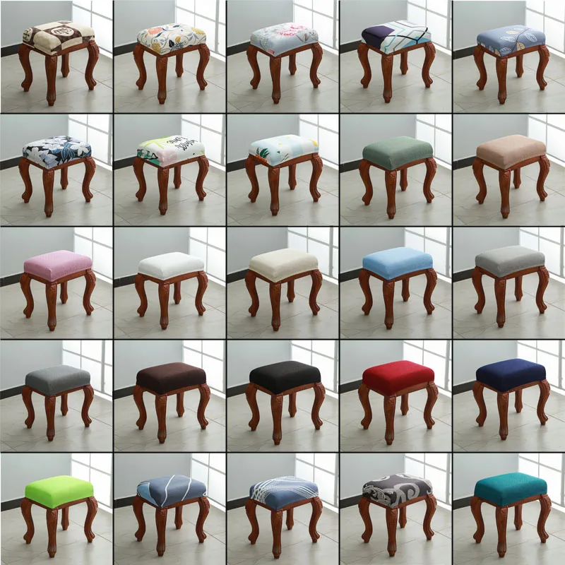Rectangle Stool Covers Stretch Rectangle Bar Stool Covers Spandex Washable Bench Seat Cover with Strap for Dining Room Kitchen