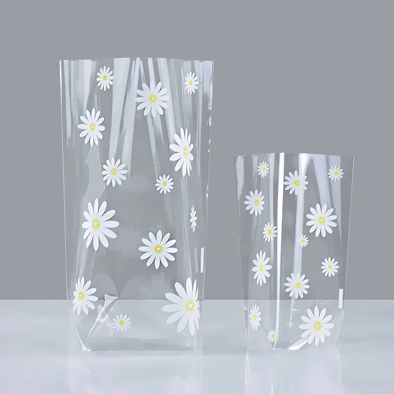 50/100szt Daisy Flower Candy Bags Transparent Cookie Biscuit Baking Packaging Bag Wedding Birthday Party Gifts Wrapping Supplies