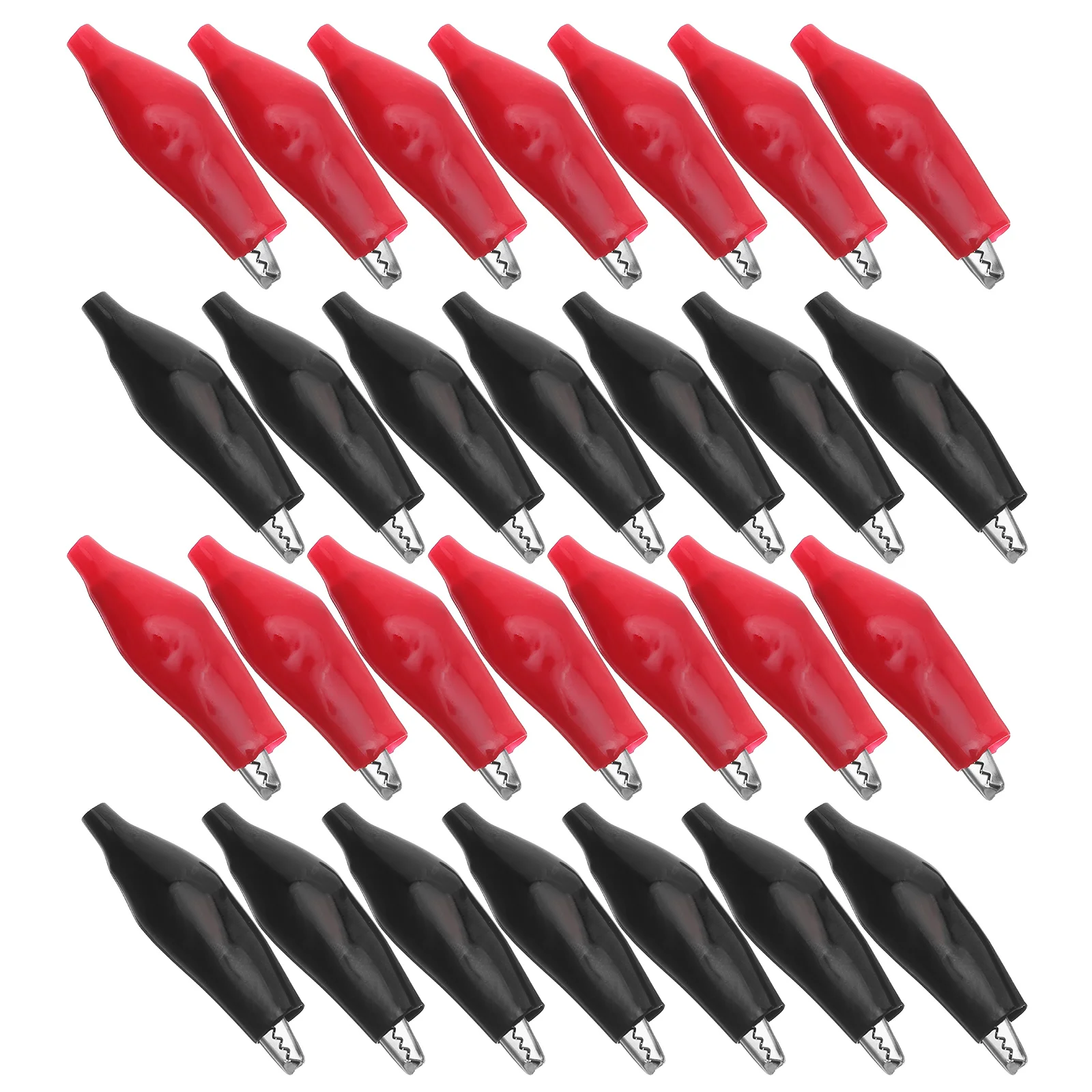 

48pcs Insulated Alligator Clips Red Black Test Clips Heavy Duty Jumper Cable Clamps - Soft Covered Electrical Terminals For