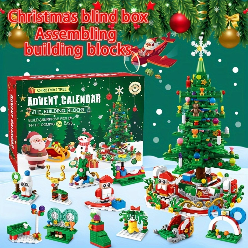 WizKidz Advent Calendar 2025 Christmas Tree Building Toy Set with LED Light - 701 Pieces Countdown Gift for Adults & Children