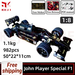 KEJI MOC-70614 John Player Special F1 Racing Sports Car Formula 1 1:8 Model Building Blocks Bricks Kit Adult Toys Christmas Gift