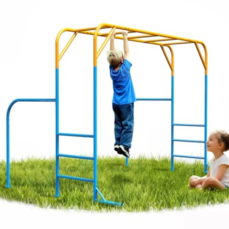 

Большие металлические перекладины для уличных игровых комплексов с лазательной рамой, сверхпрочный металлический спортивный комплекс для двора, сине-серебристый, для лазания