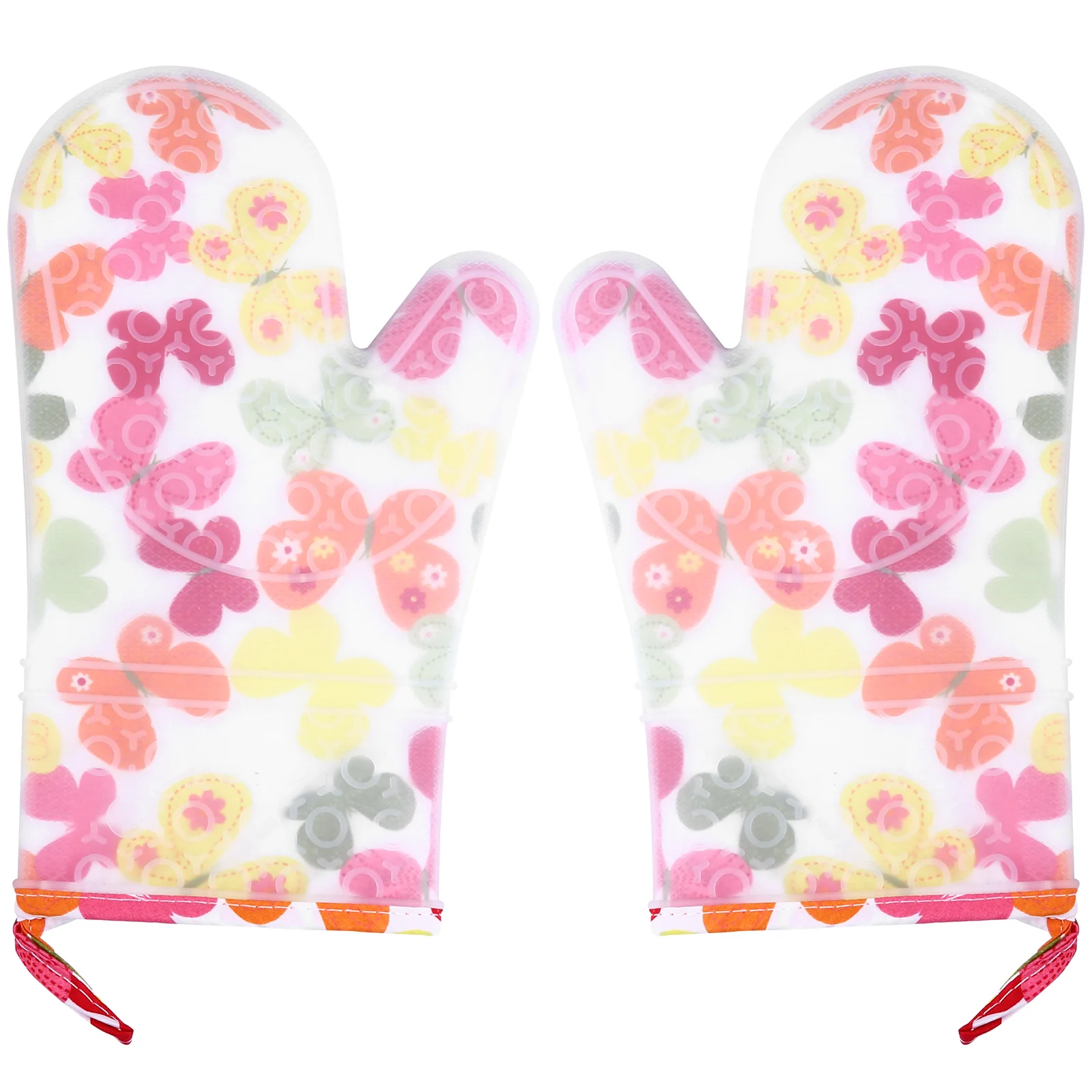 

2pcs Heat Resistant Oven Mitts Silicone Gloves For Baking Cooking Microwave Anti-Scald Nonslip Kitchen Mitts Christmas Oven