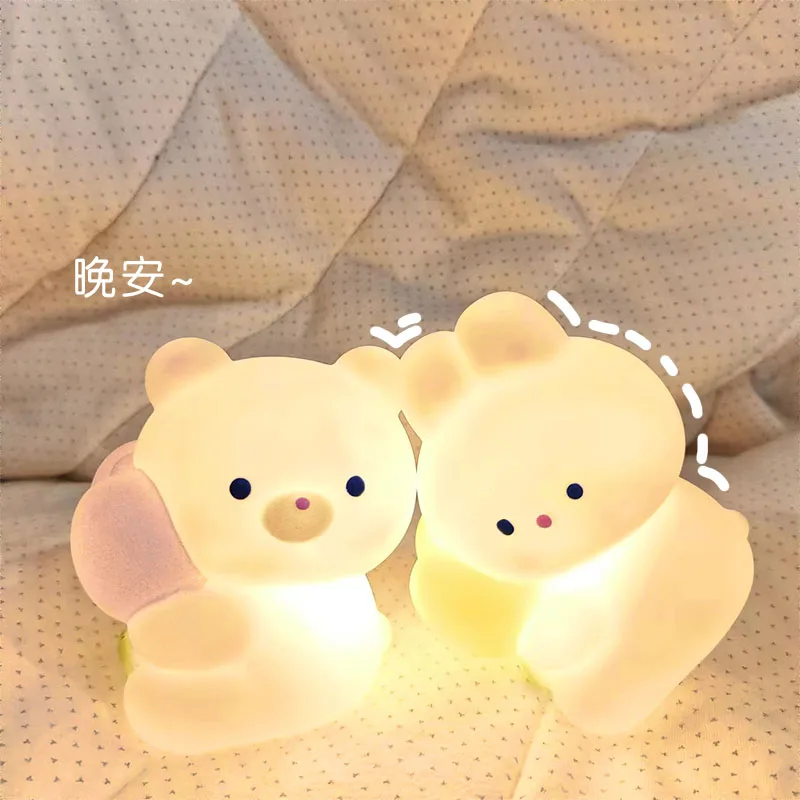 Cute Rabbit Shaped Lamp Soft Lighting Small Night Light Bedside Light Decoration Bedroom Atmosphere Kis Girl Gift