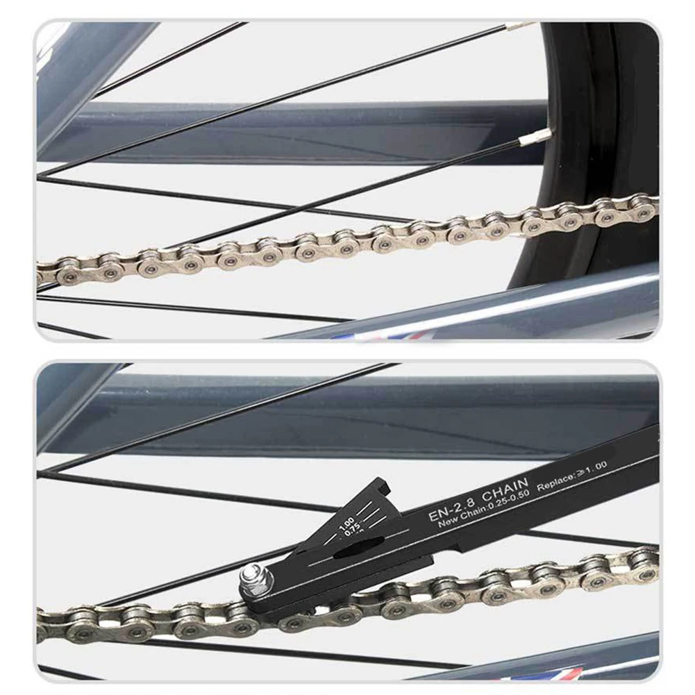 مؤشر ارتداء سلسلة الدراجة مقياس سبائك الألومنيوم لتحليل ارتداء السلسلة الدقيقة والصيانة الوقائية لتمديد عمر السلسلة