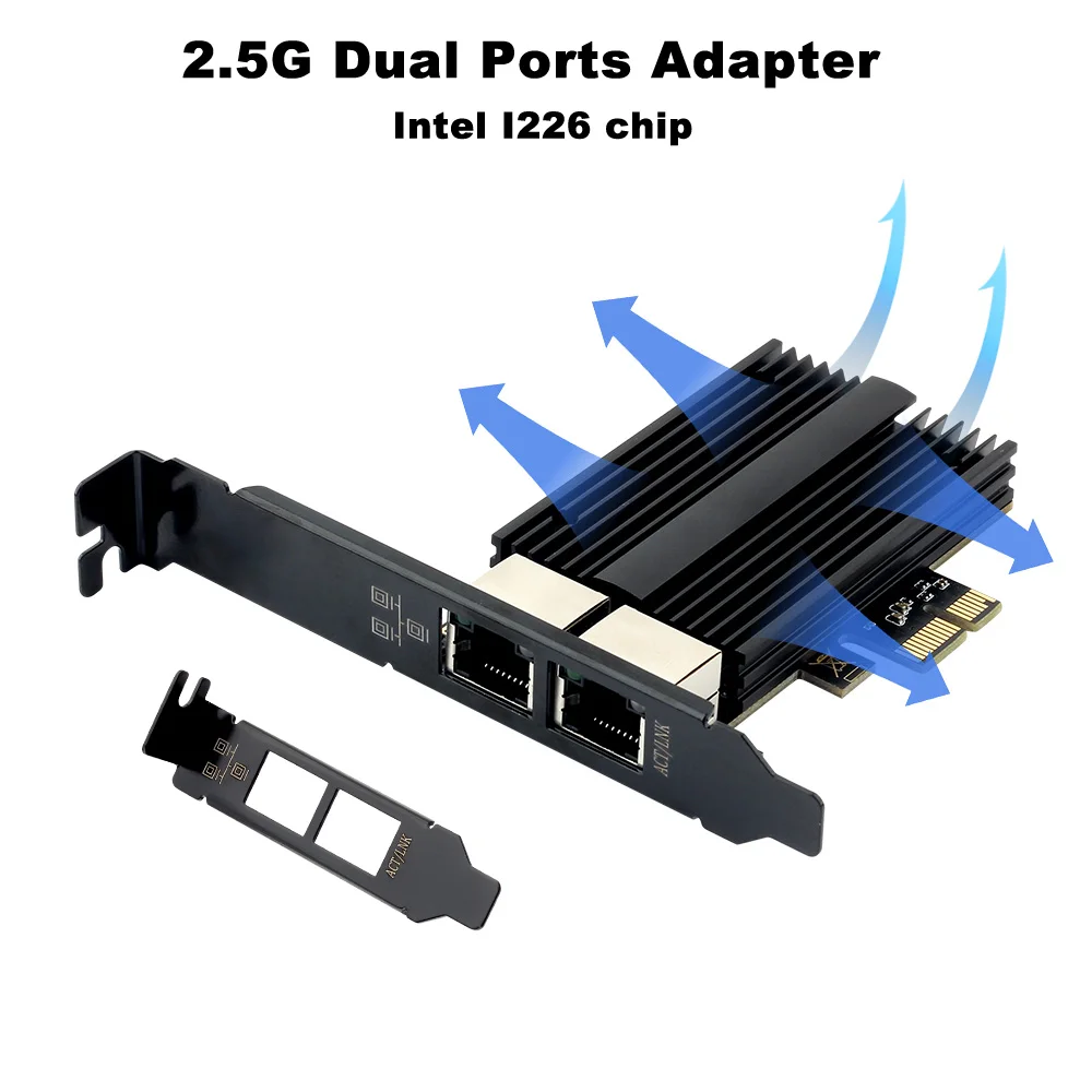 Tarjeta de red PCI-E a RJ45 de 2500Mbps para Intel I226 Gigabit Ethernet rj45 puertos duales 1000/2500M adaptador PCI Express Wlan de escritorio