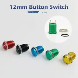 10pcs 12mm Anodize Red Blue Green Black Yellow Waterproof High Flat Head Momentary Fixation Latching Metal Push Button Switch