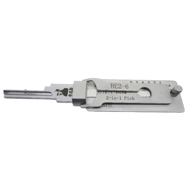 Herramienta de Cerrajería Original LISHI BE2-6 2 en 1, Ganzúa y Decodificador de Fresado Plano para Cerraduras Civiles de Puertas Domésticas